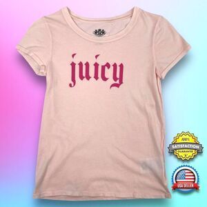Juicy Couture Girls Logo T-Shirt Size 12 Lightweight Cotton Pink Graphic Tee NWT